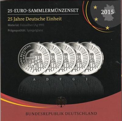 Euromunten / Duitsland / 2015 ADFGJ / 25 euro / Proof / 25 jaar Duitse Eenheid