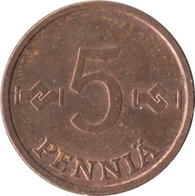 Worldcoins / Km 045 / Finland / 5 Pennia / 1970 / Zf