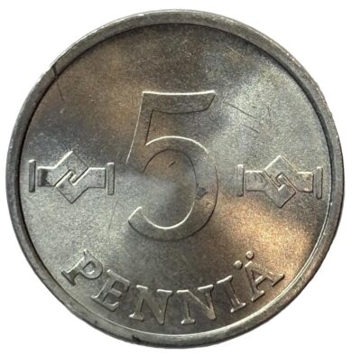 Worldcoins / Km 045a / Finland / 5 Pennia / 1982 / Unc