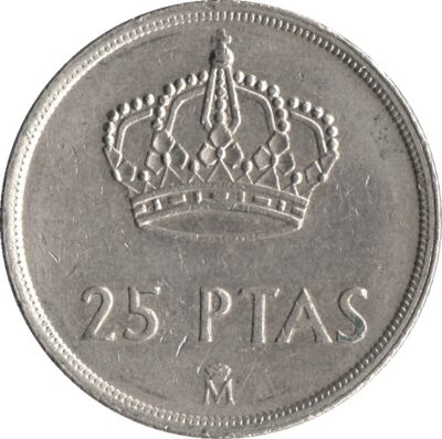 Worldcoins / Km 0824 / Spain / Spanje / 25 Pesetas / 1982 / Unc
