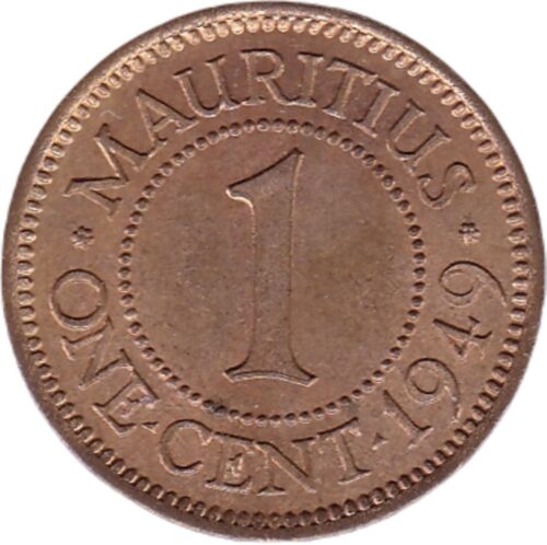 Worldcoins / Km 025 / Mauritius / 1949 / 1 Cent / Unc - Afbeelding 2