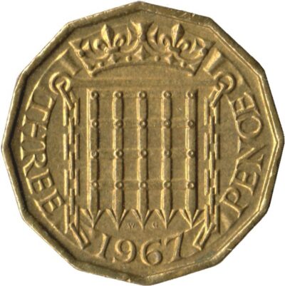 Worldcoins / Km 0900 / Great Britain / Groot-Brittannie / 3 Pence / 1970 / Unc
