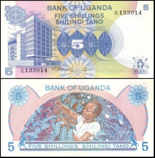 bankbiljetten / 010 / Uganda / Oeganda / 5 Schillings / 1979 / Unc