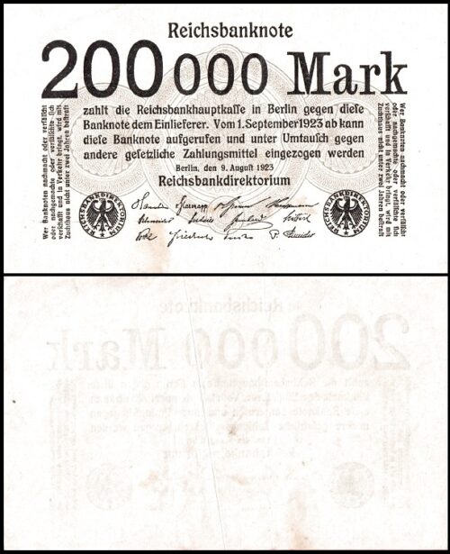 bankbiljetten / 100(2) / Germany / Duitsland / 200000 Mark / 1923 / Unc