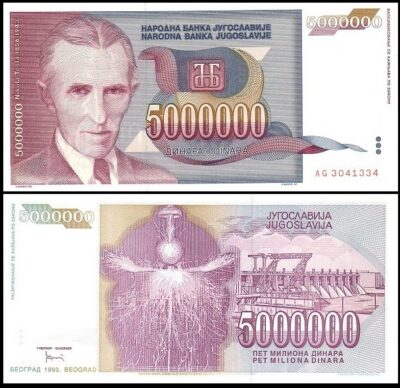 bankbiljetten / 121 / Yugoslavia / Joegoslavie / 5000000 Dinara / 1993 / Unc