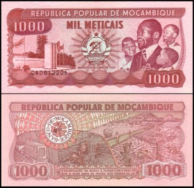 bankbiljetten / 132c / Mozambique / 1000 Meticais / 1989 / Unc