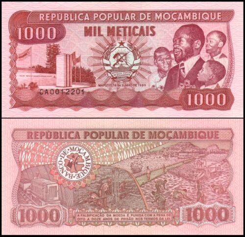 bankbiljetten / 132c / Mozambique / 1000 Meticais / 1989 / Unc