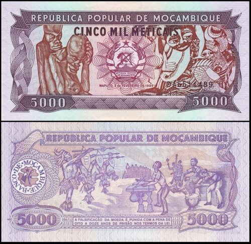 bankbiljetten / 133b / Mozambique / 5000 Meticais / 1989 / Unc