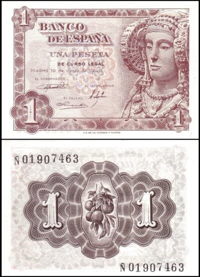 bankbiljetten / 135a / Spain / Spanje / 1 Peseta / 1948 / Unc