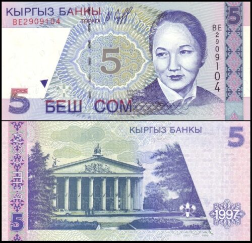 bankbiljetten / 013a / Kyrgyzstan / Kirgizie / 5 Som / 1997 / Unc