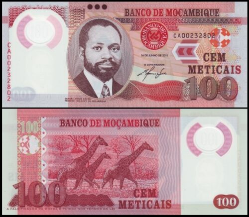 bankbiljetten / 151a / Mozambique / 100 Meticais / 2011 / Unc / Polymar