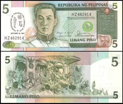 bankbiljetten / 176a / Philippines / Filipijnen / 5 Pesos / 1987 / Unc