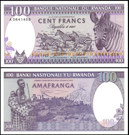 bankbiljetten / 018 / Rwanda / 100 Francs / 1982 / Unc