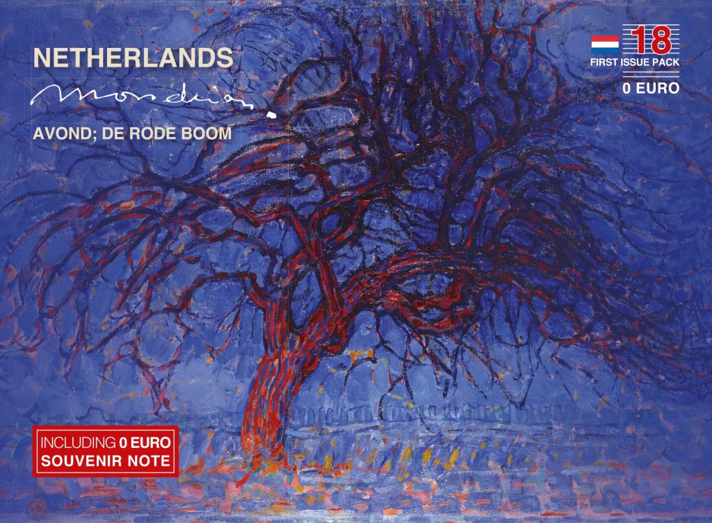 Euro Biljet First Day Issue Netherlands Mondriaan De Rode Boom Hansmunt