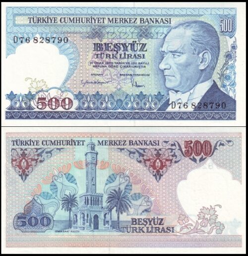 bankbiljetten / 195(3) / Turkey / Turkije / 500 Lira / L.1970 / Unc