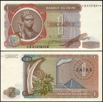 bankbiljetten / 019b / Zaire / 1 Zaire / 1981 / Unc