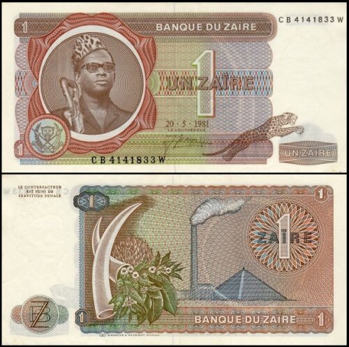 bankbiljetten / 018b / Zaire / 1 Zaire / 1977 / Unc