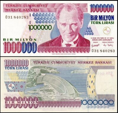 bankbiljetten / 213(1) / Turkey / Turkije / 1000000 Lira / 2002 / Unc