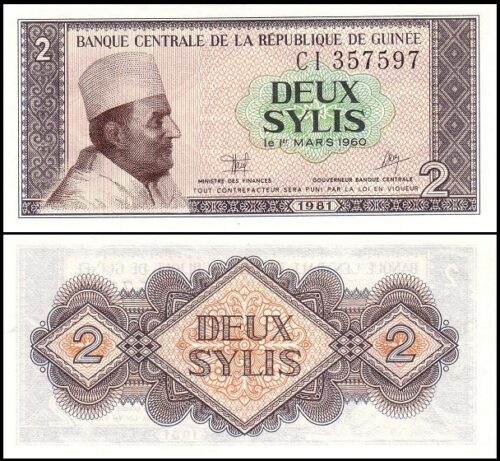 bankbiljetten / 021a / Guinea / Guinee / 2 Sylis / 1981 / Unc