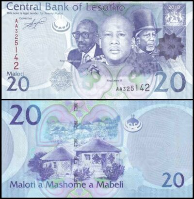 bankbiljetten / 022a / Lesotho / 20 Maloti / 2010 / Unc
