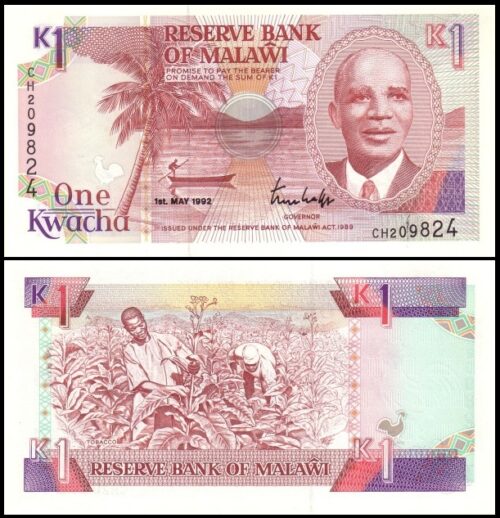 bankbiljetten / 023b / Malawi / 1 Kwacha / 1992 / Unc