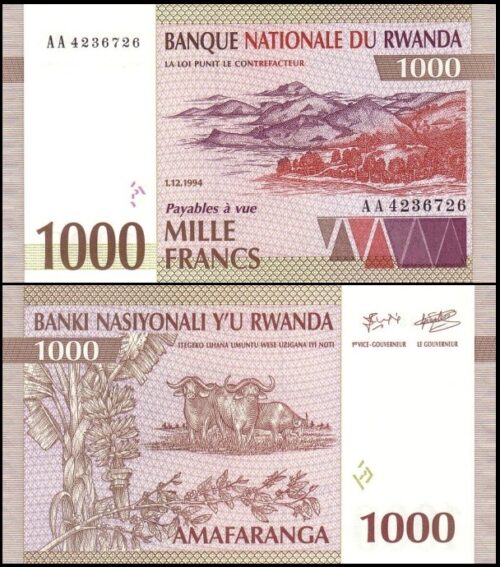 bankbiljetten / 024 / Rwanda / 1000 Francs / 1994 / Unc