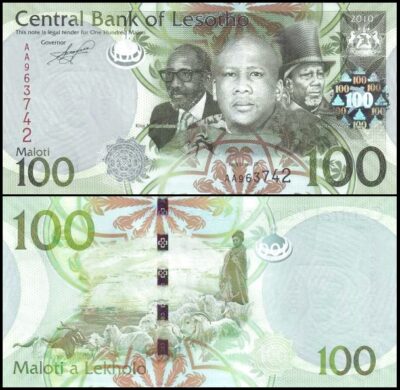 bankbiljetten / 024a / Lesotho / 100 Maloti / 2010 / Unc
