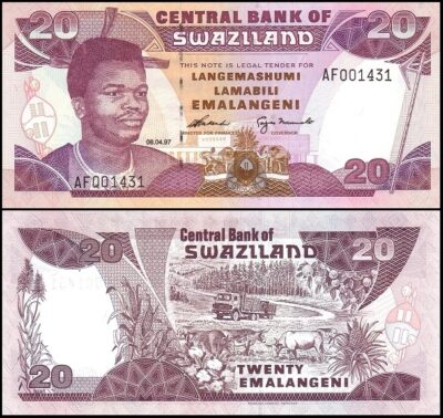 bankbiljetten / 025b / Swaziland / 20 Emalangeni / 1997 / Unc