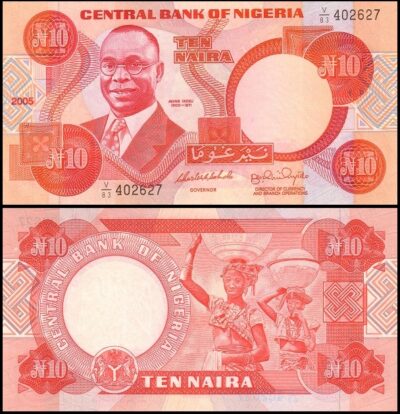bankbiljetten / 025i / Nigeria / 10 Naira / 2005 / Unc