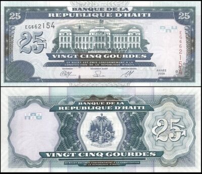 bankbiljetten / 266d / Haiti / 25 Gourdes / 2009 / Unc