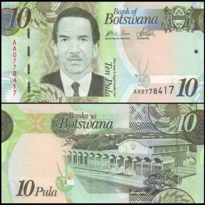 bankbiljetten / 030a / Botswana / 10 Pula / 2009 / Unc