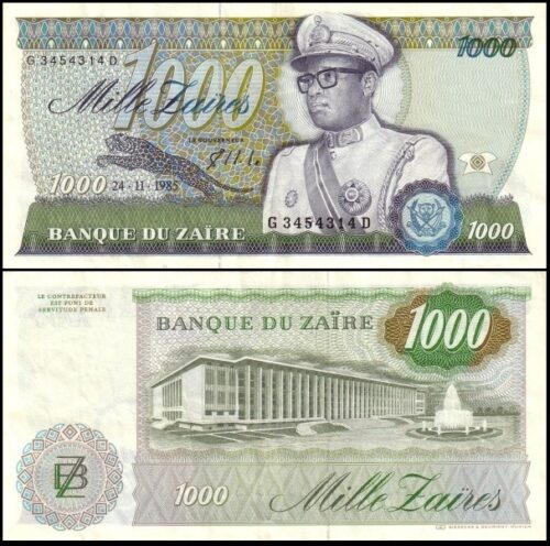 bankbiljetten / 031a / Zaire / 1000 Zaires / 1985 / Unc