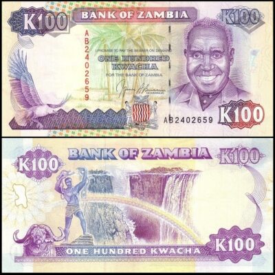 bankbiljetten / 034a / Zambia / 100 Kwacha / Nd(1991) / Unc