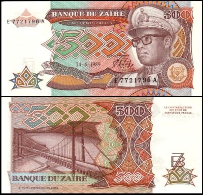 bankbiljetten / 034a / Zaire / 500 Zaires / 1989 / Unc