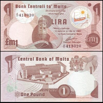 bankbiljetten / 034b / Malta / 1 Lira / 1979 / Unc