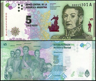 bankbiljetten / 359 / Argentina / Argentinie / 5 Pesos  / 2015 / Unc