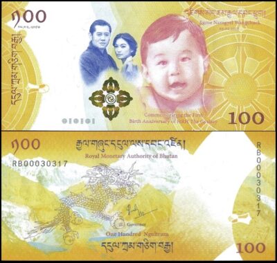 bankbiljetten / 037 / Bhutan / 100 Ngultrum / 2016 Baby / Unc