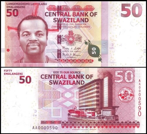 bankbiljetten / 038a / Swaziland / 50 Emalangeni / 2010 / Unc