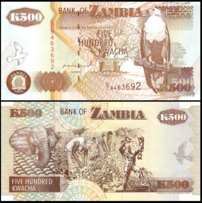bankbiljetten / 039a / Zambia / 500 Kwacha / 1992 / Unc