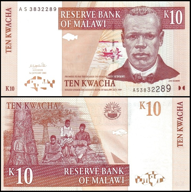 bankbiljetten / 043a / Malawi / 10 Kwacha / 2003 / Unc