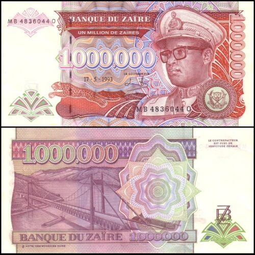 bankbiljetten / 045b / Zaire / 1000000 Zaires / 17-05-1993 / Unc