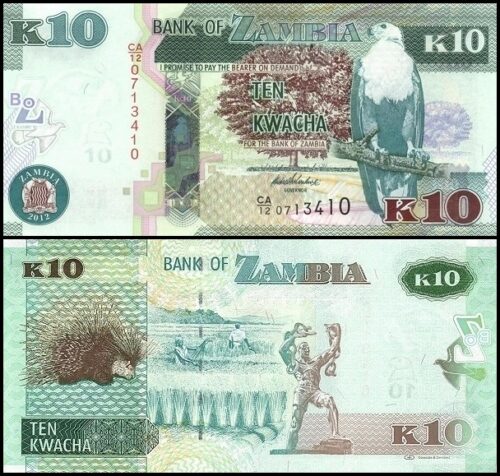 bankbiljetten / 051a / Zambia / 10 Kwacha / 2012 / Unc