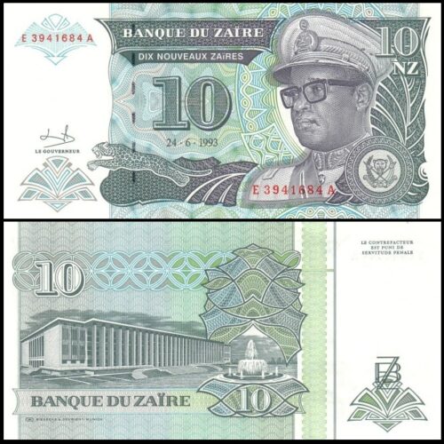 bankbiljetten / 054a / Zaire / 10 Zaires / 1993 / Unc