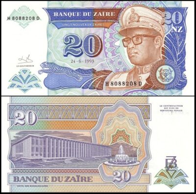 bankbiljetten / 056 / Zaire / 20 Zaires / 1993 / Unc