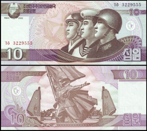 bankbiljetten / 059 / North Korea / Noord Korea / 10 Won / 2002 / Unc