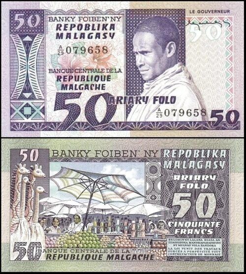 bankbiljetten / 062a / Madagascar / Madagaskar / 50 Francs / ND / Unc