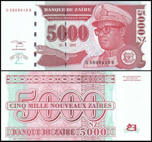 bankbiljetten / 068a / Zaire / 5000 Zaires / 1995 / Unc