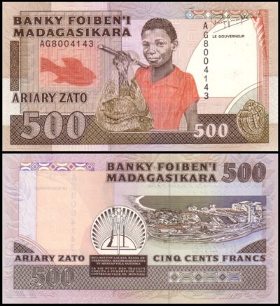 bankbiljetten / 071b / Madagascar / Madagaskar / 500 Francs / ND / Unc