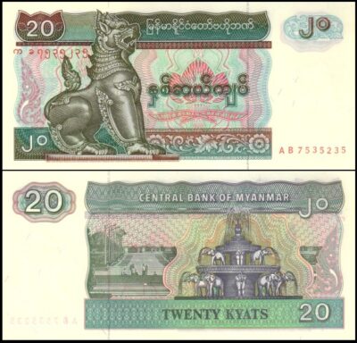 bankbiljetten / 072 / Myanmar / 20 Kyats / 1994 / Unc