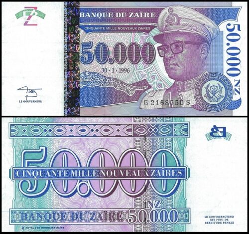 bankbiljetten / 075(2) / Zaire / 50000 Zaires / 1996 / Unc